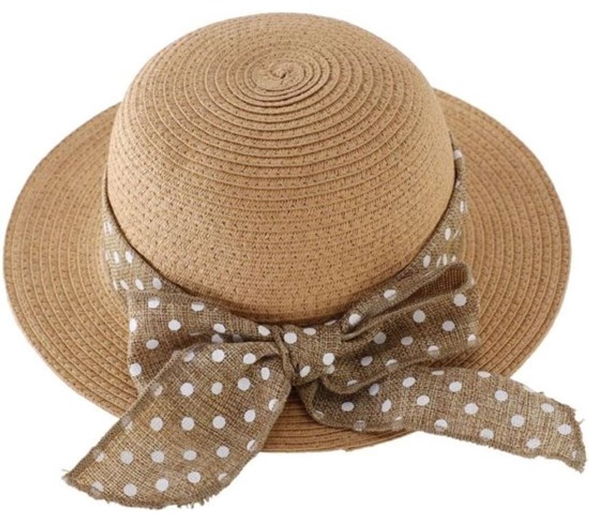 Strohoed Meisjes met Strik - Zomer Hoed voor Kinderen met UV-bescherming