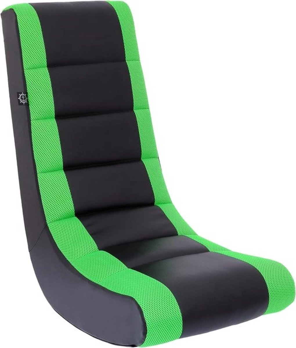 Videogame Rocker Stoel met Neon Groen Racing Stripe