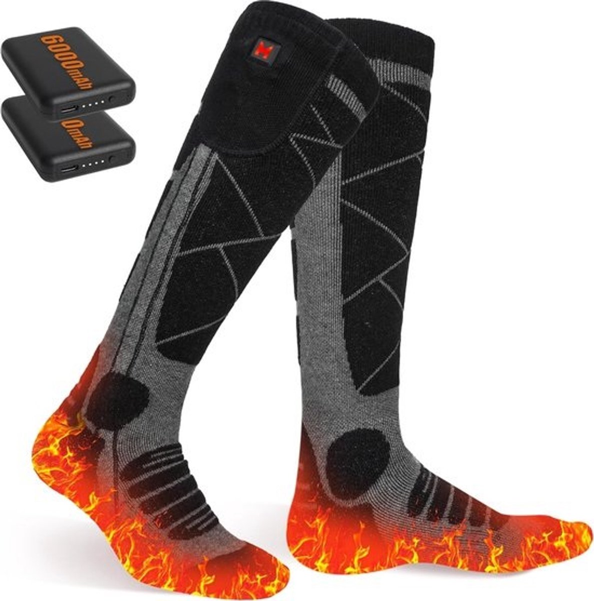 Elektrische verwarmbare sokken voor dames en heren - 6000 mAh accu met 3 warmtestanden voor winter en outdoorsport