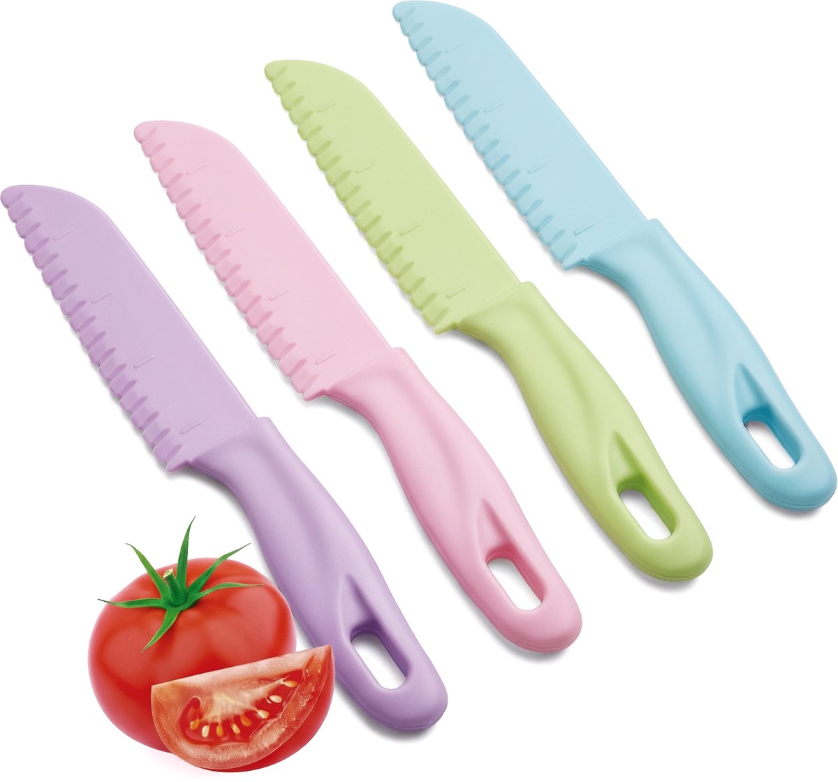 Bol.com Kindermessen set - 4 Delig - Montessori mes - Koken kinderen - Zelfstandig koken - Kindvriendelijk materiaal - Qwali aanbieding
