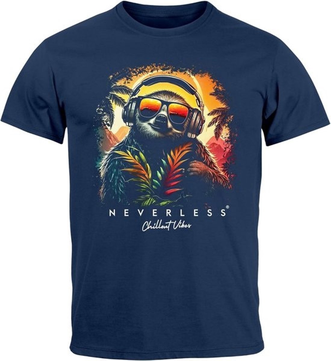 Heren T-shirt met muziek print en chill luiaard ontwerp - Casual zomer mode