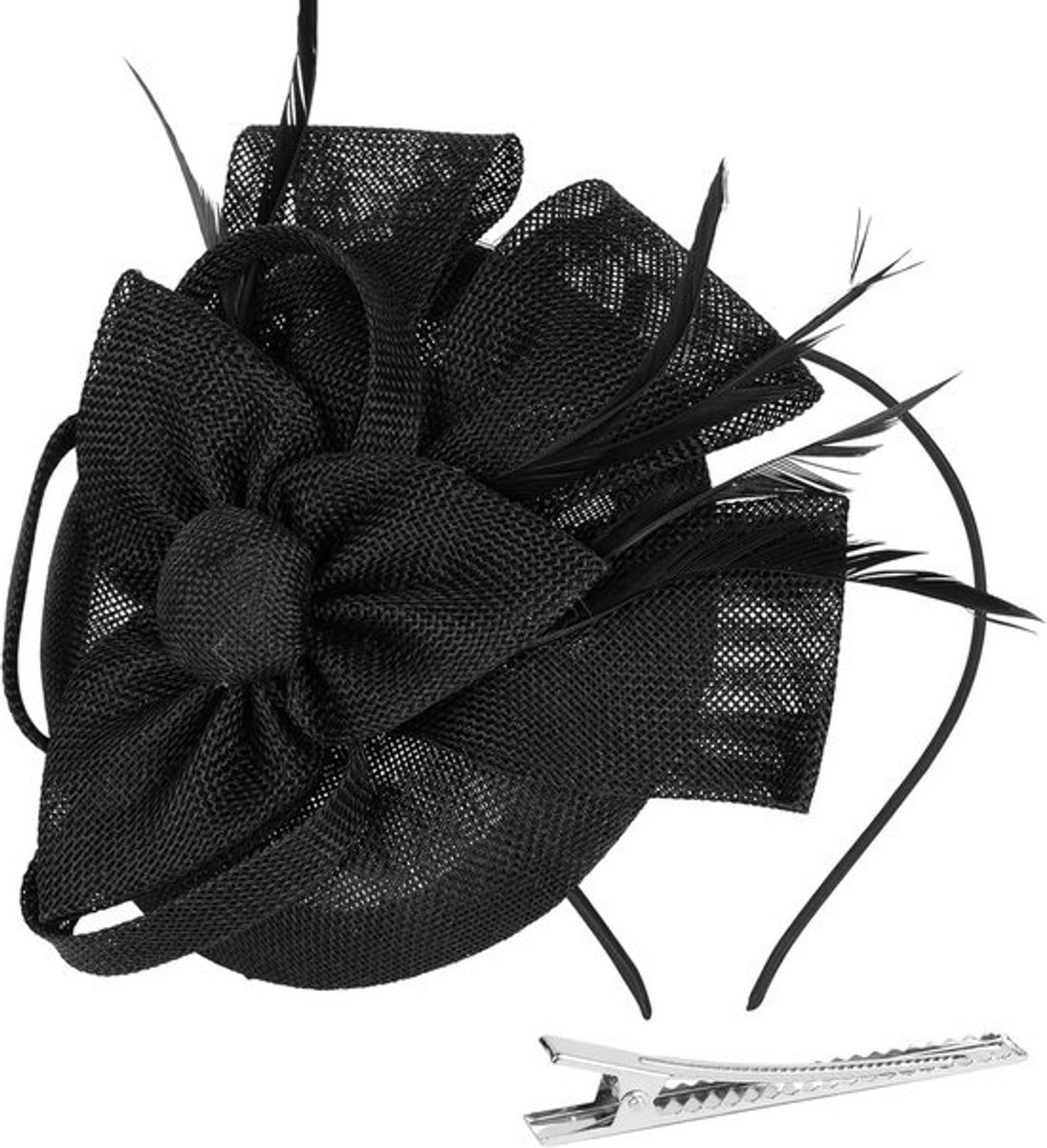 Elegant Hoedje Dames Fascinator met Bloem en Veer - Hoofdband voor Feest, Bruiloft of Cocktail