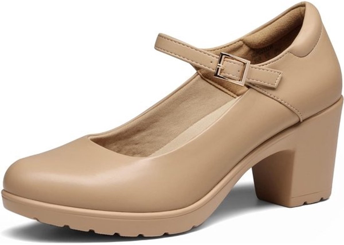 Dames Mary Jane Pumps met Chunky Hoge Hak en Enkelbandje