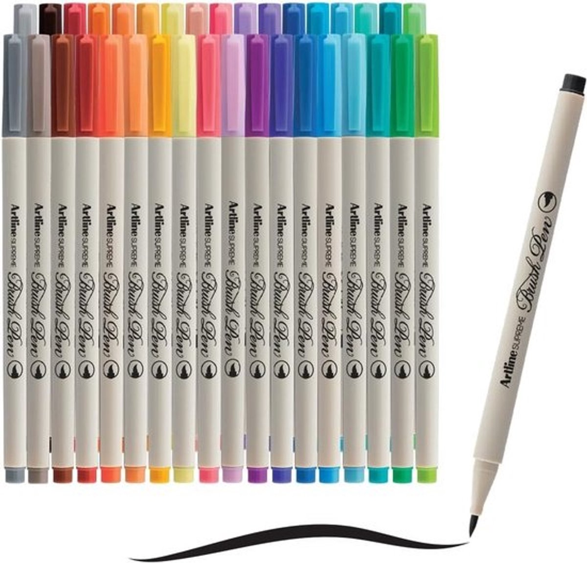 Set van 36 Brush Pennen in Assortiment Kleuren voor Tekenen en Kleuren
