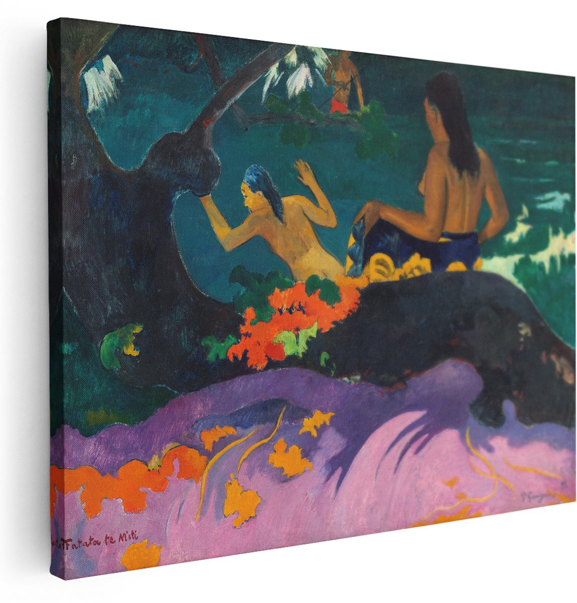 Artaza Canvas Schilderij Schilderij Vrouw - 160x120 cm - Groot - Wanddecoratie Gauguin - Muurdecoratie Klassieke Schilderijen - Kamer Accessoires Tahiti