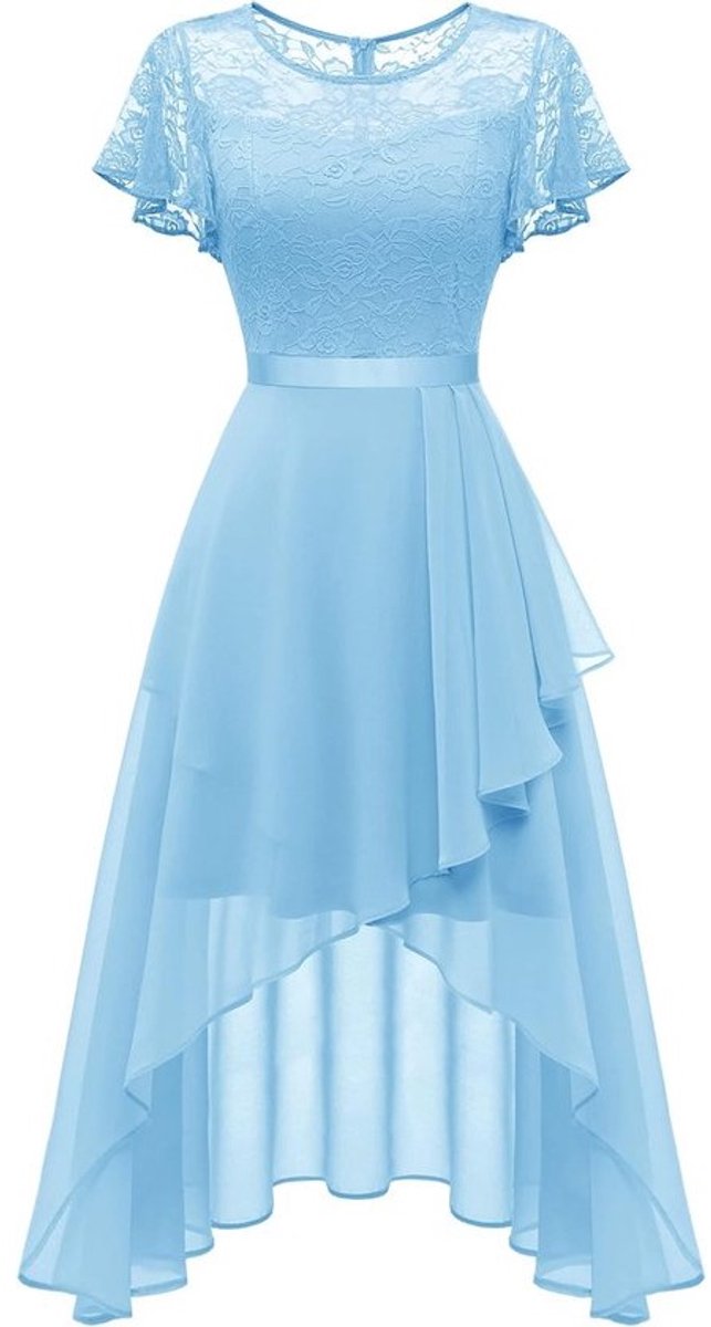 Elegante Formele Jurk Dames met Ruches en Fladdermouwen voor Bruiloft of Feest