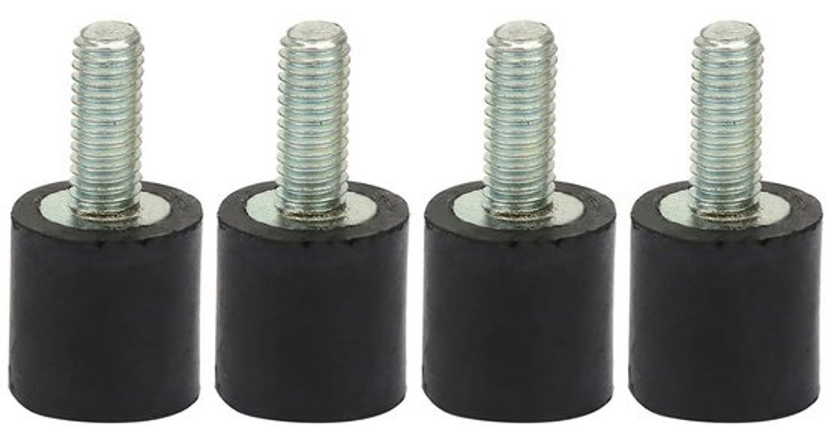 4x Trillingsdempende Rubber Bussen met Bouten - Schokdempers voor Machines en Apparatuur
