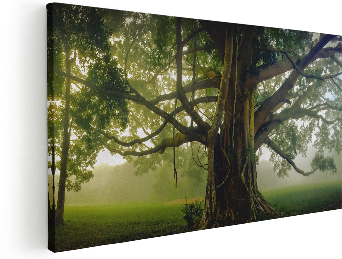 Artaza Canvas Schilderij Grote Levensboom Met Veel Takken - 180x90 cm - Groot - Wanddecoratie Woonkamer - Schilderijen - Muurdecoratie
