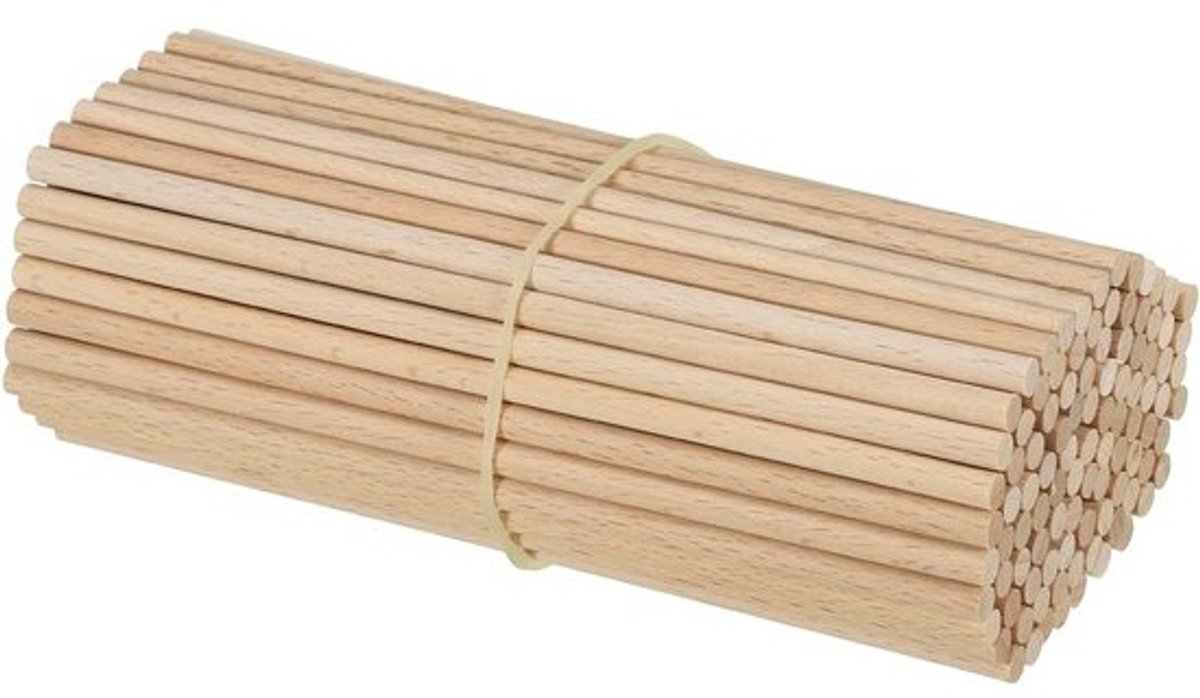 Houten Stokken Rond 15 cm - Set van 25 Onbehandelde Houten Dowels voor Knutselen en Decoratie