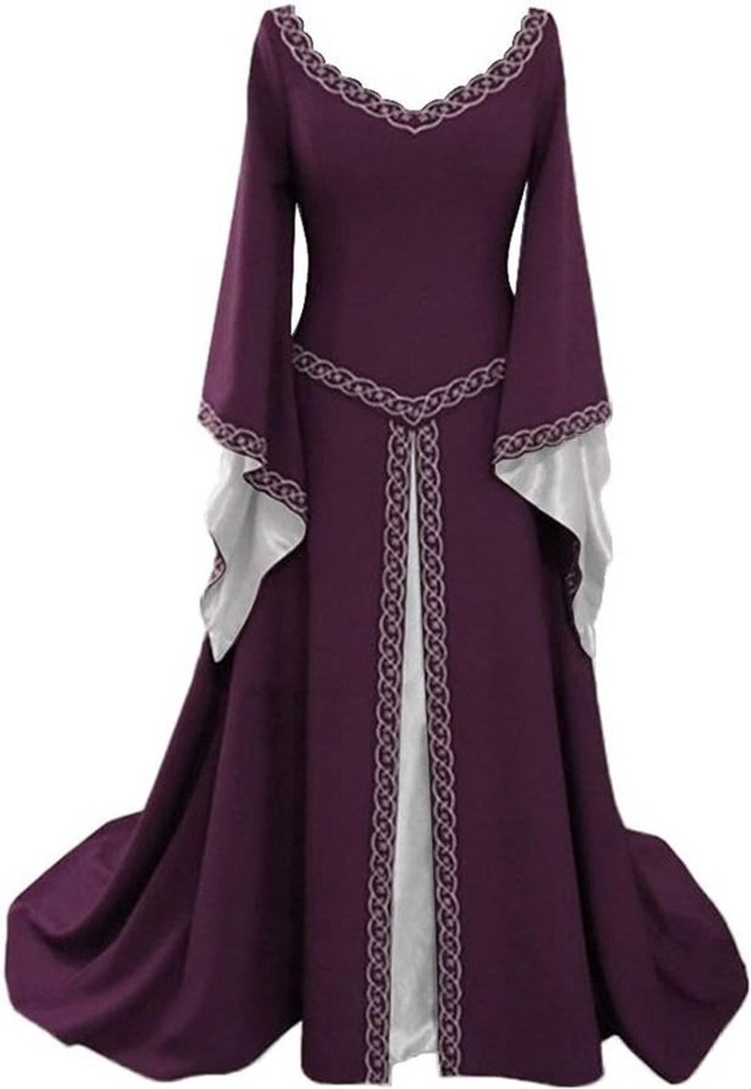 Middeleeuwse Jurk Dames - Lange Pofmouwen, Renaissance & Halloween Kostuum
