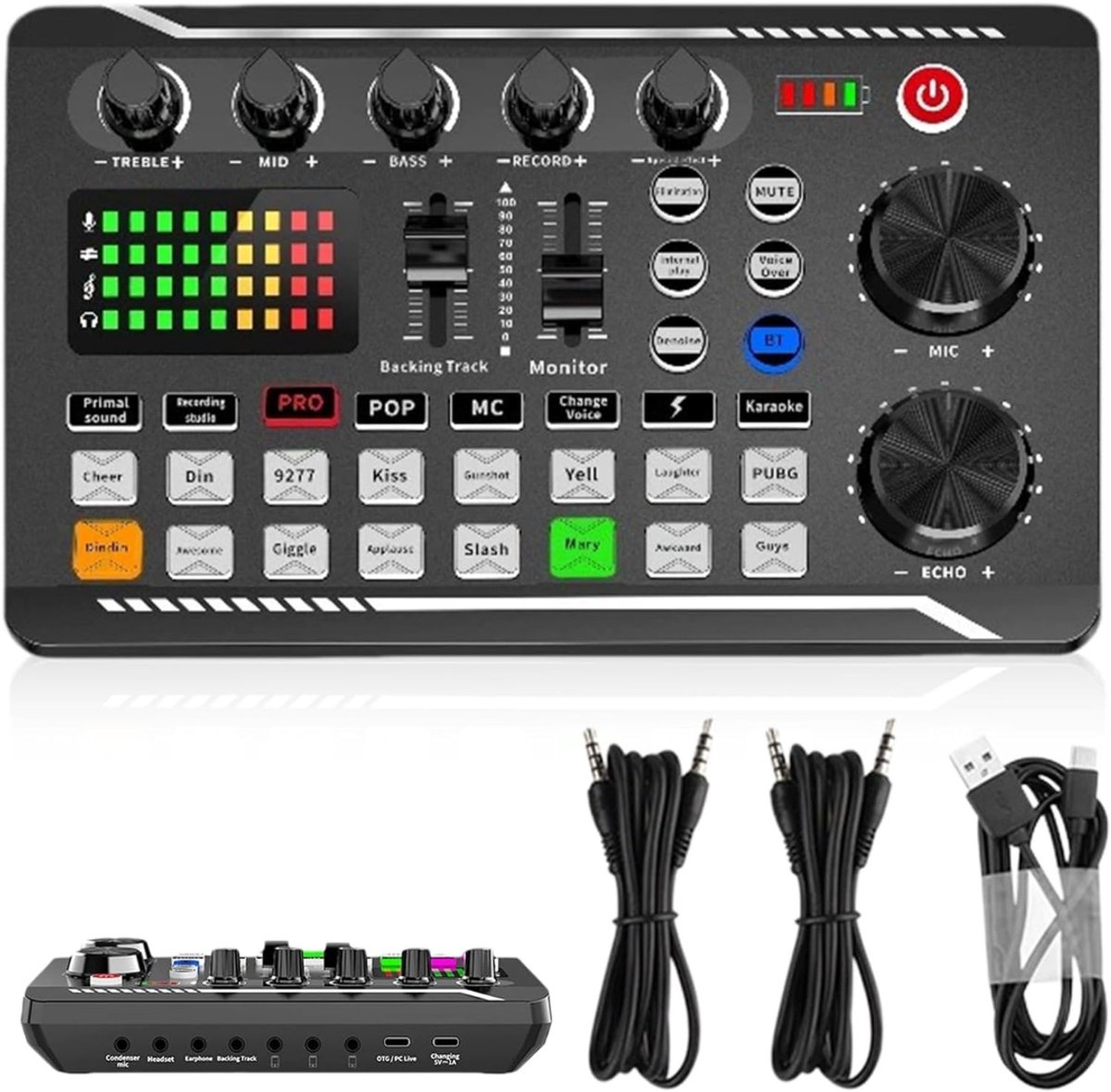 QORA® Audio Mixer – Streaming – DJ Draaitafel – DJ Mix Set – Mengpaneel - PC mixer met XLR-microfooninterface - Individuele bediening - Podcast - Opname - Zang – Ruisonderdrukking - Zwart - 18cm -x16cm x 6cm; 5.9 kg
