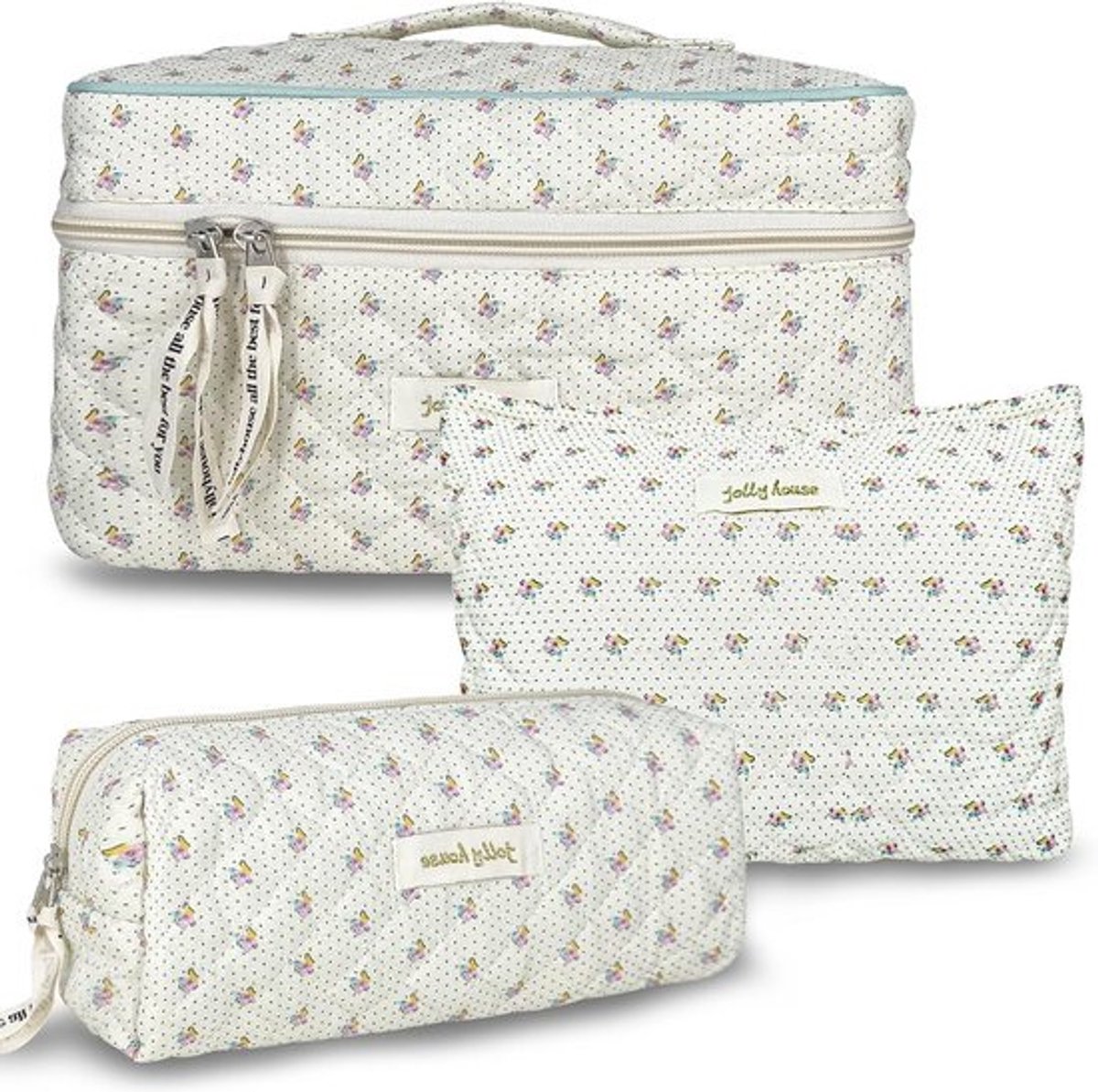 Grote Reistas voor Make-up en Toiletartikelen met Bloemmotief - Compacte Cosmetica Organizer