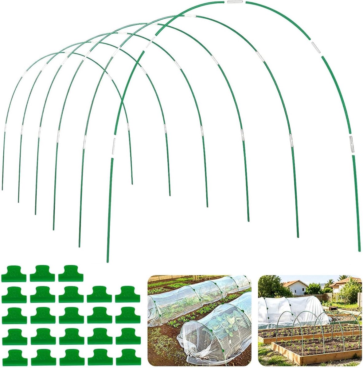 Steunframe Voor Tuinbedden - Tuinhoepen Voor Verhoogde Plantenbedden - Kastunnelbogen - Glasvezel Tuinbedden Plantenhoepels