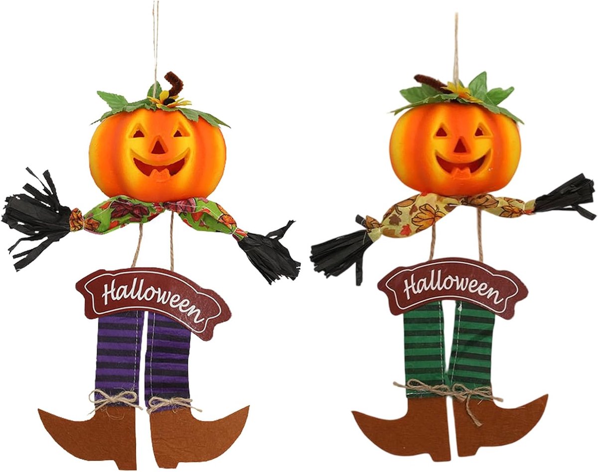 2 Stuks Hangende Pompoen Decoratie – 35 cm – Halloween en Herfst Versiering – Eenvoudig te Bevestigen – Voor Binnen en Buiten