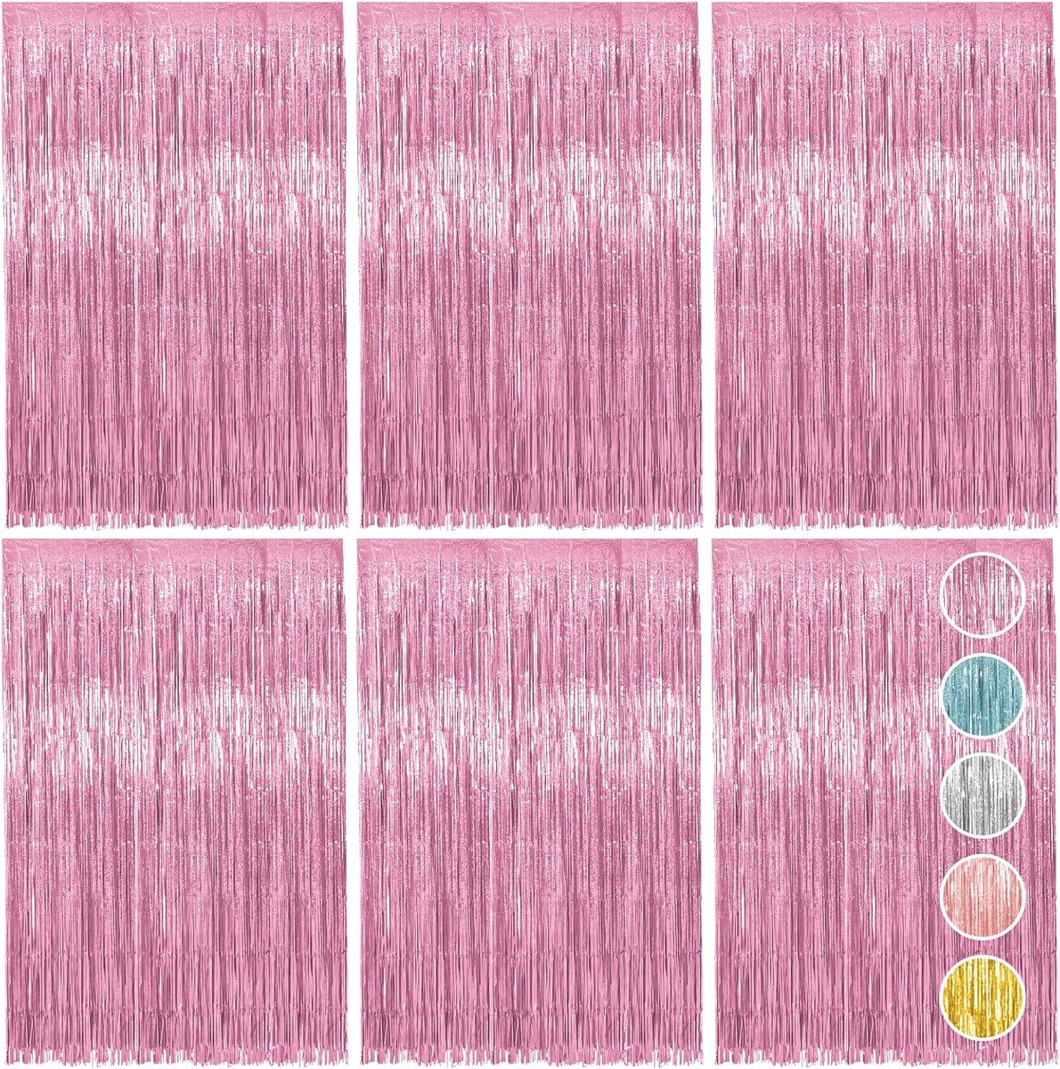 Casalora 6 Stuks Roze Glittergordijn Set – Folie Franje Achtergrond 1×2 m – Feestdecoratie voor Verjaardag, Bruiloft, Carnaval, Festival & Podium