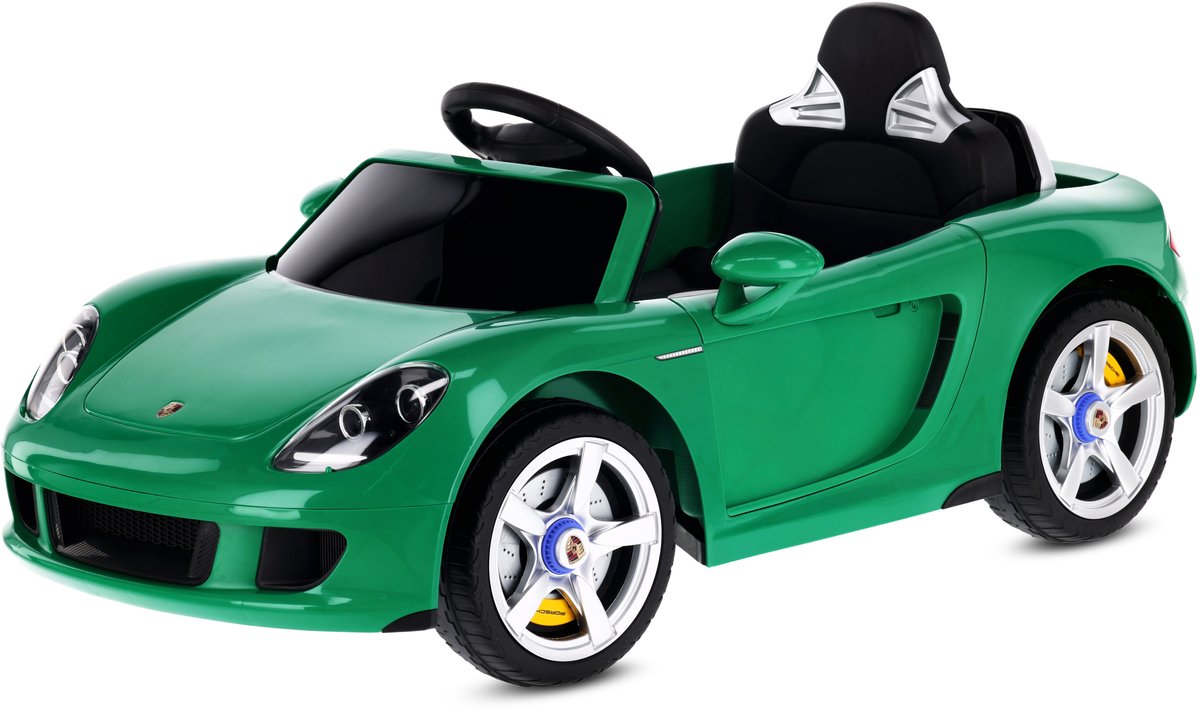 SUN BABY Porsche Carrera GT Elektrische Kinderauto Accuvoertuig 12V - Afstandsbediening, MP3, Openende Deuren - Groen