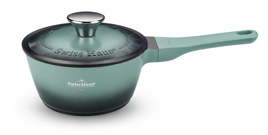 Swiss Haus® ZSP16G Steelpan Inductie - Ø 16 cm / 1.3 Liter - PFAS Vrij - Sauspan Met Sapphire™ Antiaanbaklaag - Steelpannen Voor Alle Warmtebronnen - Groen