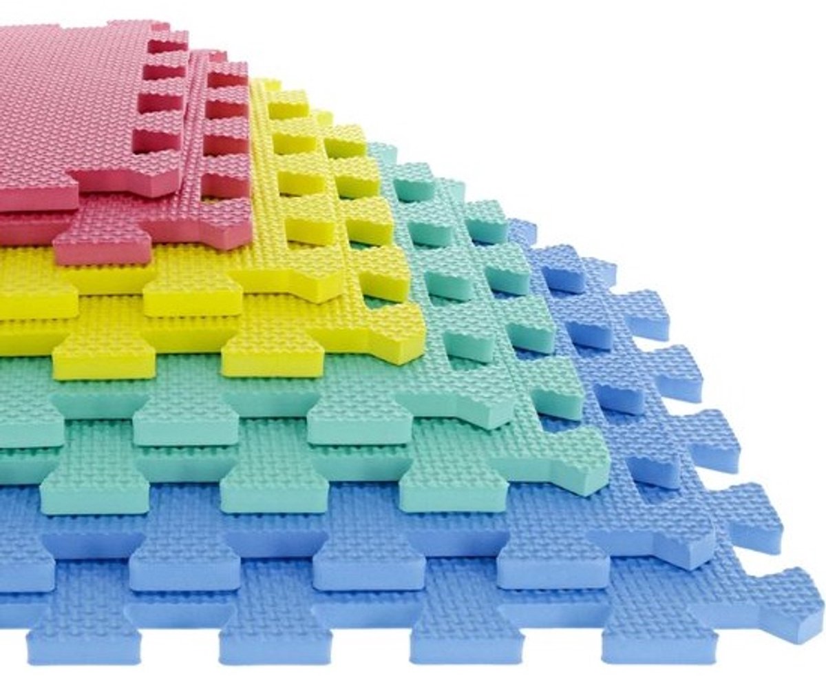 Schuimmat vloertegels - Antislip EVA-schuimvloeren voor oefeningen, yoga, camping, kinderen en speelkamers - 8-delige set, meerkleurig, 31,5 cm X 31,5 cm X 1,0 cm
