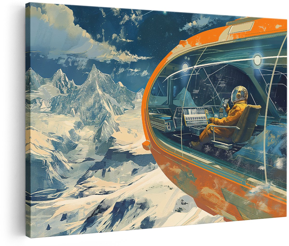 Artaza Canvas Schilderij Astronaut - 150x100 cm - Groot - Wanddecoratie Bergen - Muurdecoratie Retro - Schilderijen Op Canvas Landschap