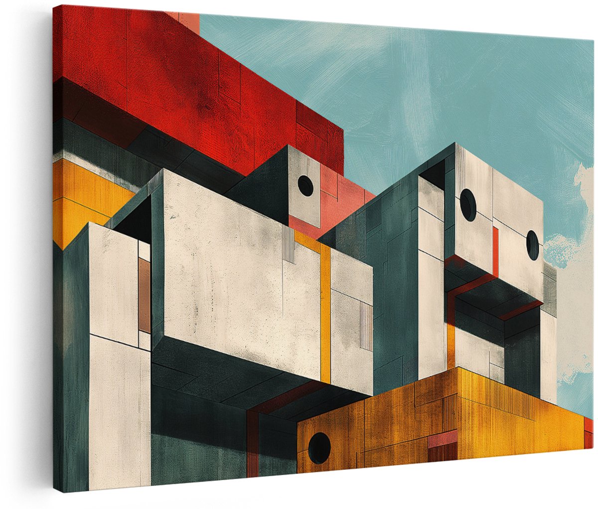 Artaza Canvas Schilderij Abstracte Architectuur - 150x100 cm - Groot - Wanddecoratie Industrieel - Muurdecoratie Modern - Geometrische Decoratie