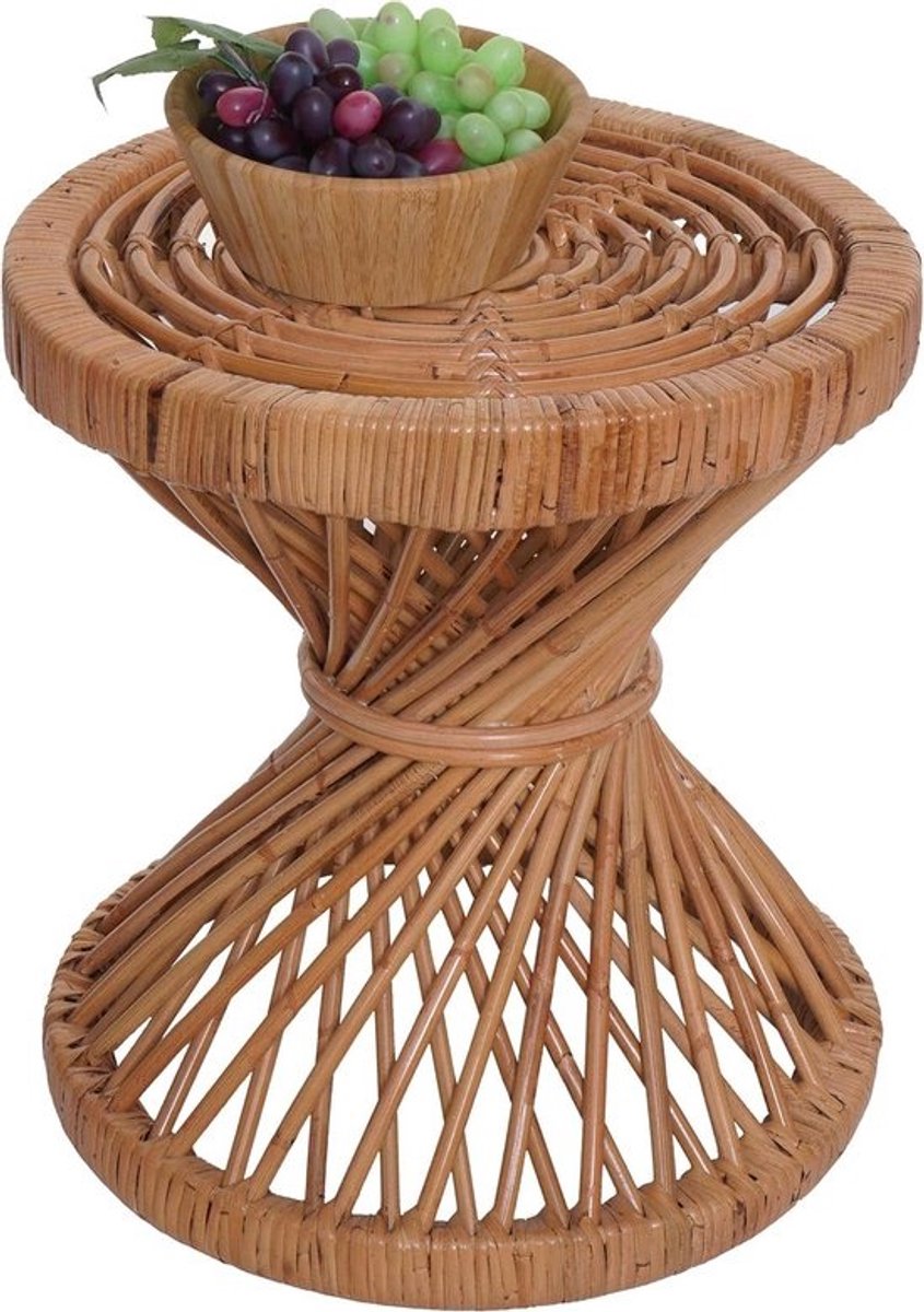 Ronde bijzettafel van kubu-rotan 43x38 cm - Stijlvol en duurzaam