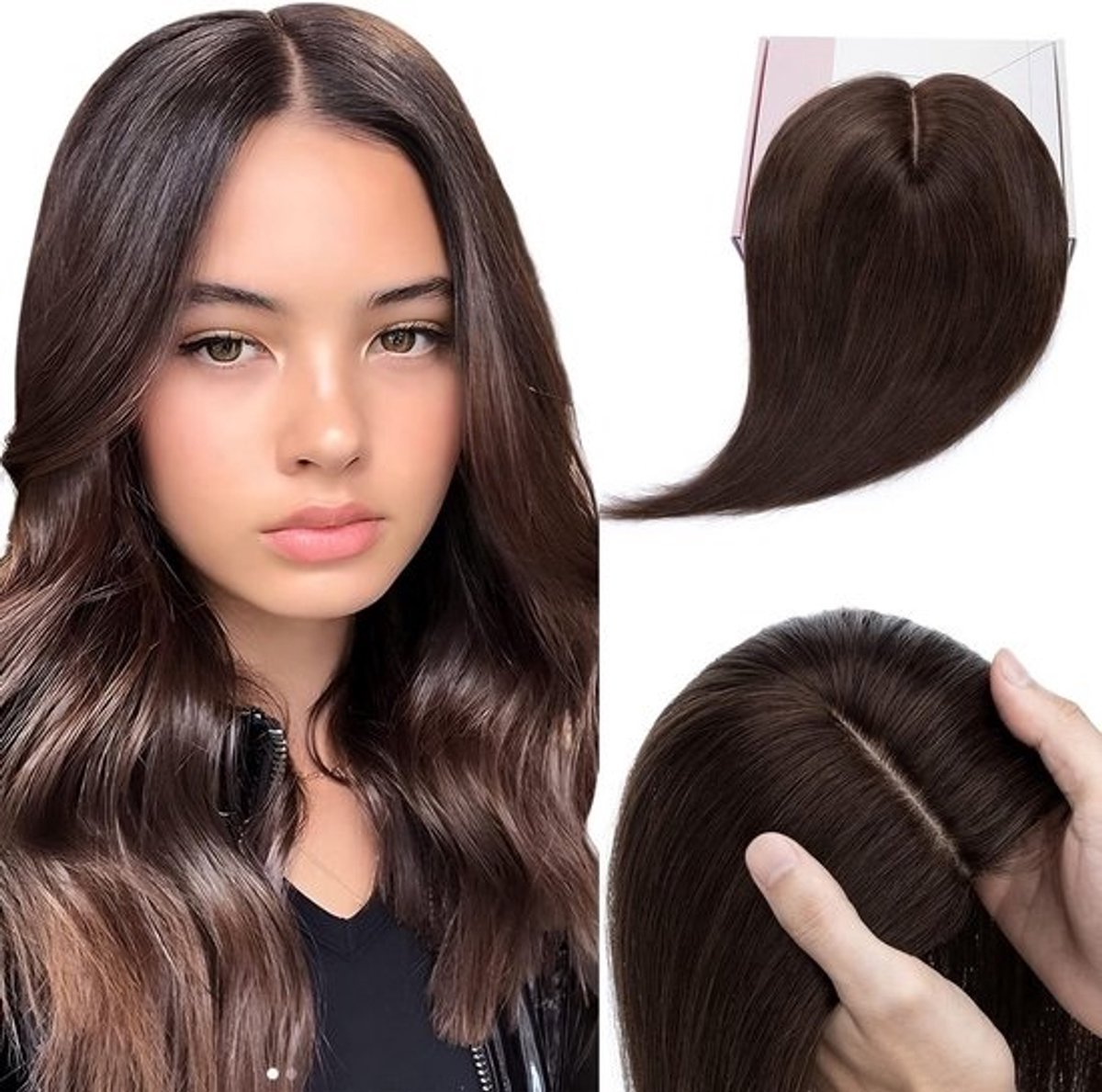Clip-in Toupet voor Vrouwen van Echt Haar met Zijden Basis