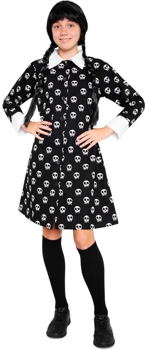 Gothic Knoopjurk voor Meisjes met Lange Mouwen - Stijlvolle Jurk voor Tieners 7-16 Jaar