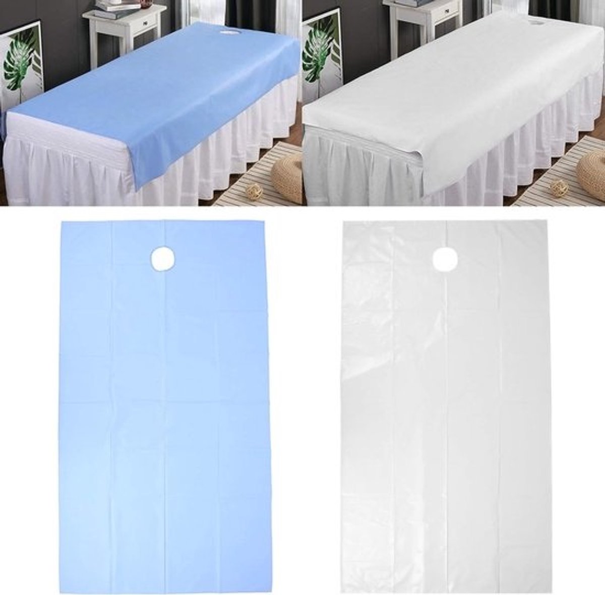 Set van 2 Oliebestendige Massage Tafelhoezen met Gezichtsuitsparing - Waterdicht & Wasbaar