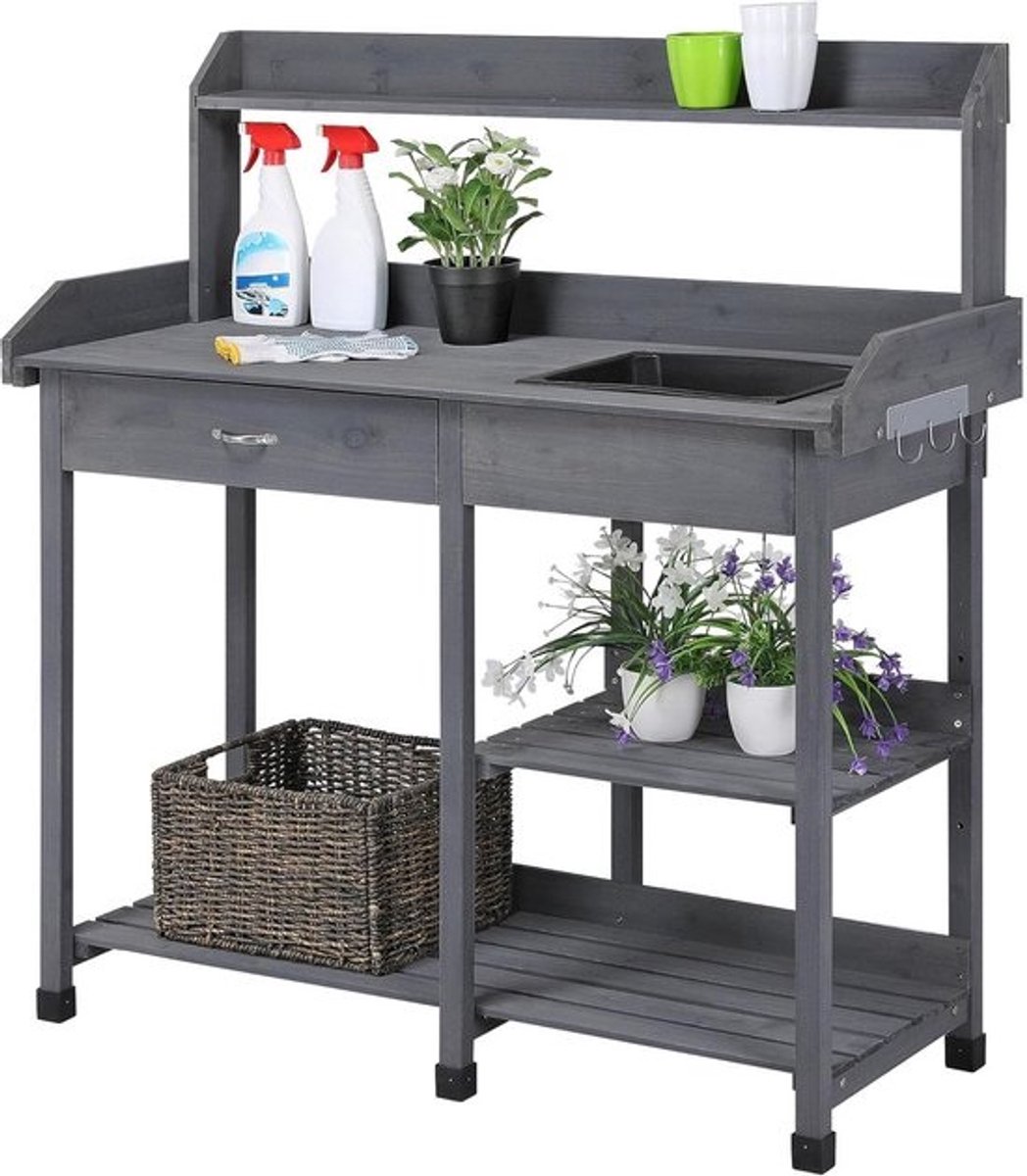 Tuinwerktafel - Tuinwerkbank voor Buiten - Plantentafel - Oppottafel met Werkblad - Plantaccessoire