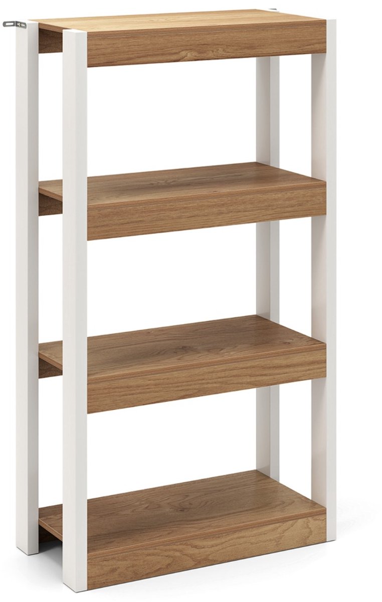 SureDeal® - Opbergrek - Houten Boekenkast - Open Planken - Kantelbeveiliging Geschikt - Woonkamer Slaapkamer - 60x28,5x108 cm - Naturel