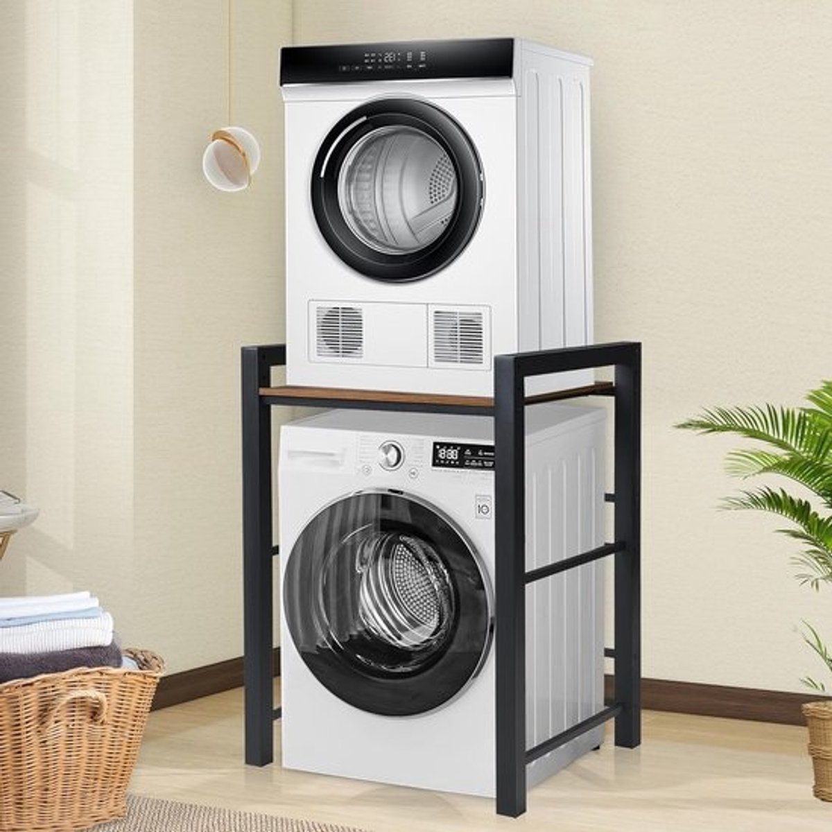 Wasrek Boven Wasmachine en Droger - Ruimtebesparende Kast met 3 Hoogtes