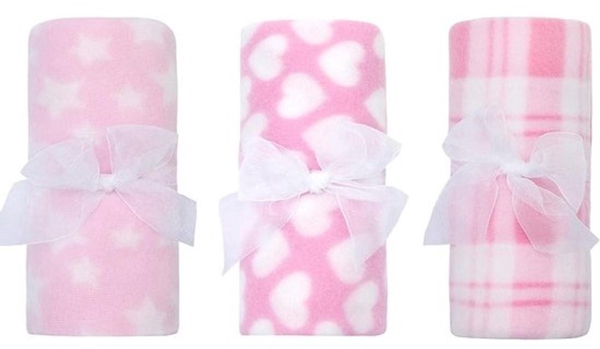 Baby Dekens - Fleece Deken - Baby Verzorging - Set van 3 - 75x75cm - Veelkleurig