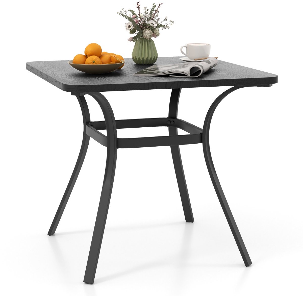 SureDeal® - Tuintafel - Terraseettafel Metalen Vierkante - Eetkamer - Gebogen Poten Stevige - Personen Buiteneetkamertafel - 80x80x73 cm - Grijs
