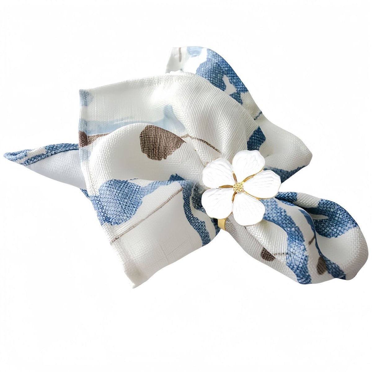 Servetring met 12 stuks - Servetring voor eettafel - Servetring met bloemenmotief - Wit