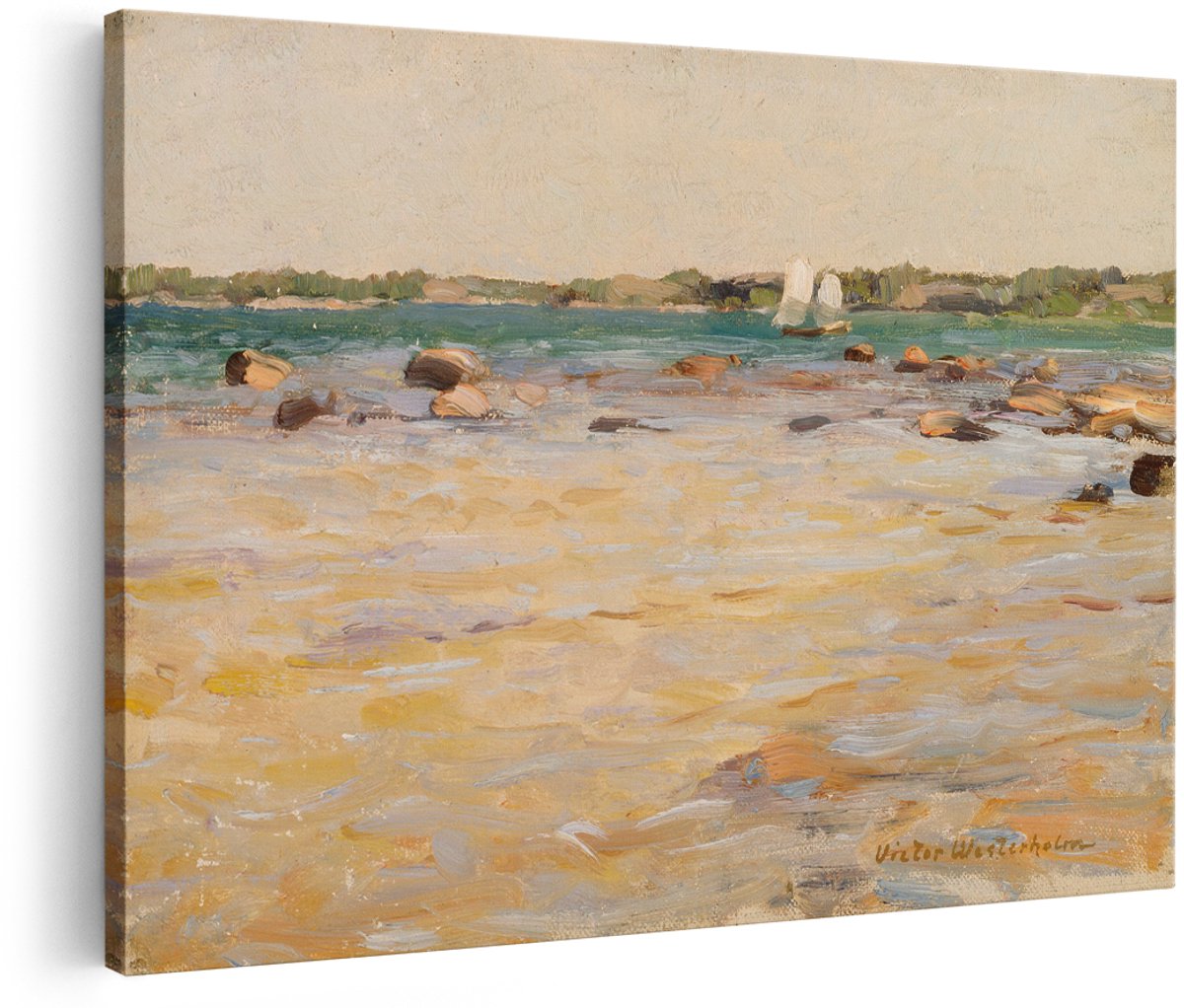 Artaza Canvas Schilderij Zee - 150x100 cm - Groot - Wanddecoratie Zeilboot - Muurdecoratie Strand - Decoratie Landschap Westerholm