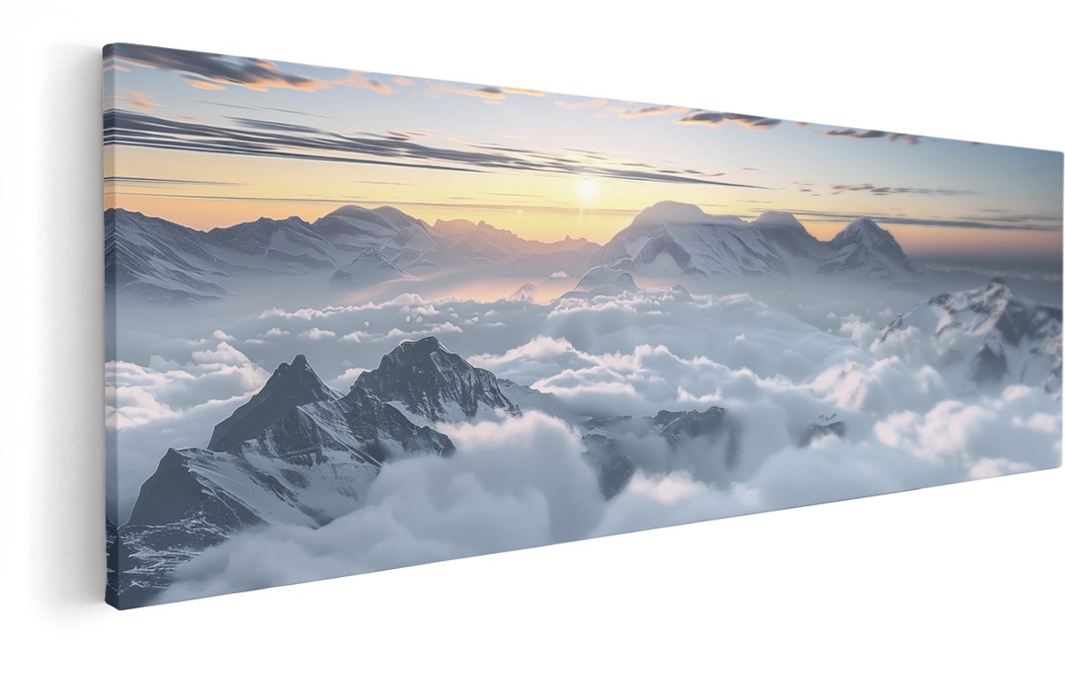 Artaza Canvas Schilderij Zon Komt boven de Wolken Uit - 150x50 cm - Groot - Wanddecoratie Woonkamer - Schilderijen - Muurdecoratie