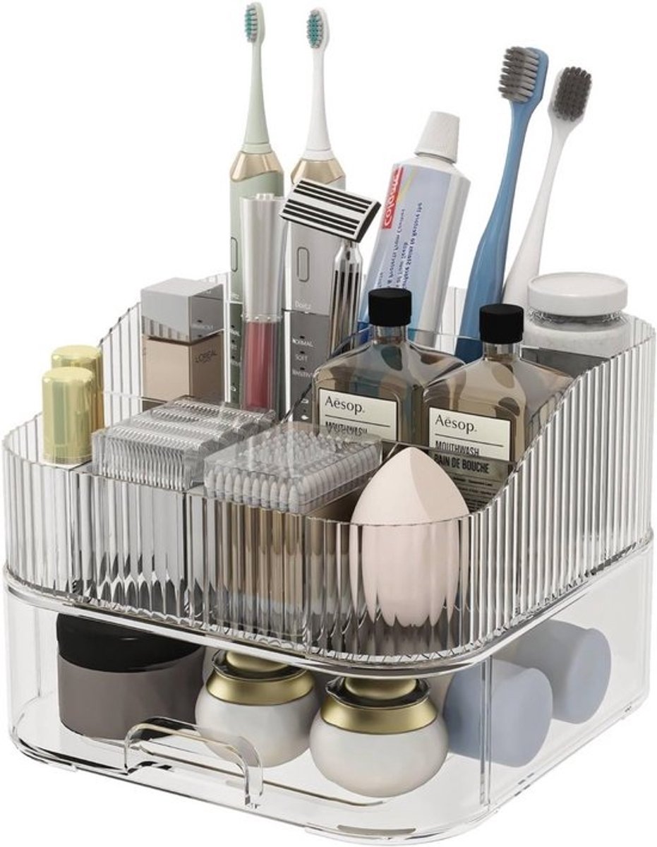 Stapelbare make-up organizer met lades voor cosmetica en huidverzorging - Wit