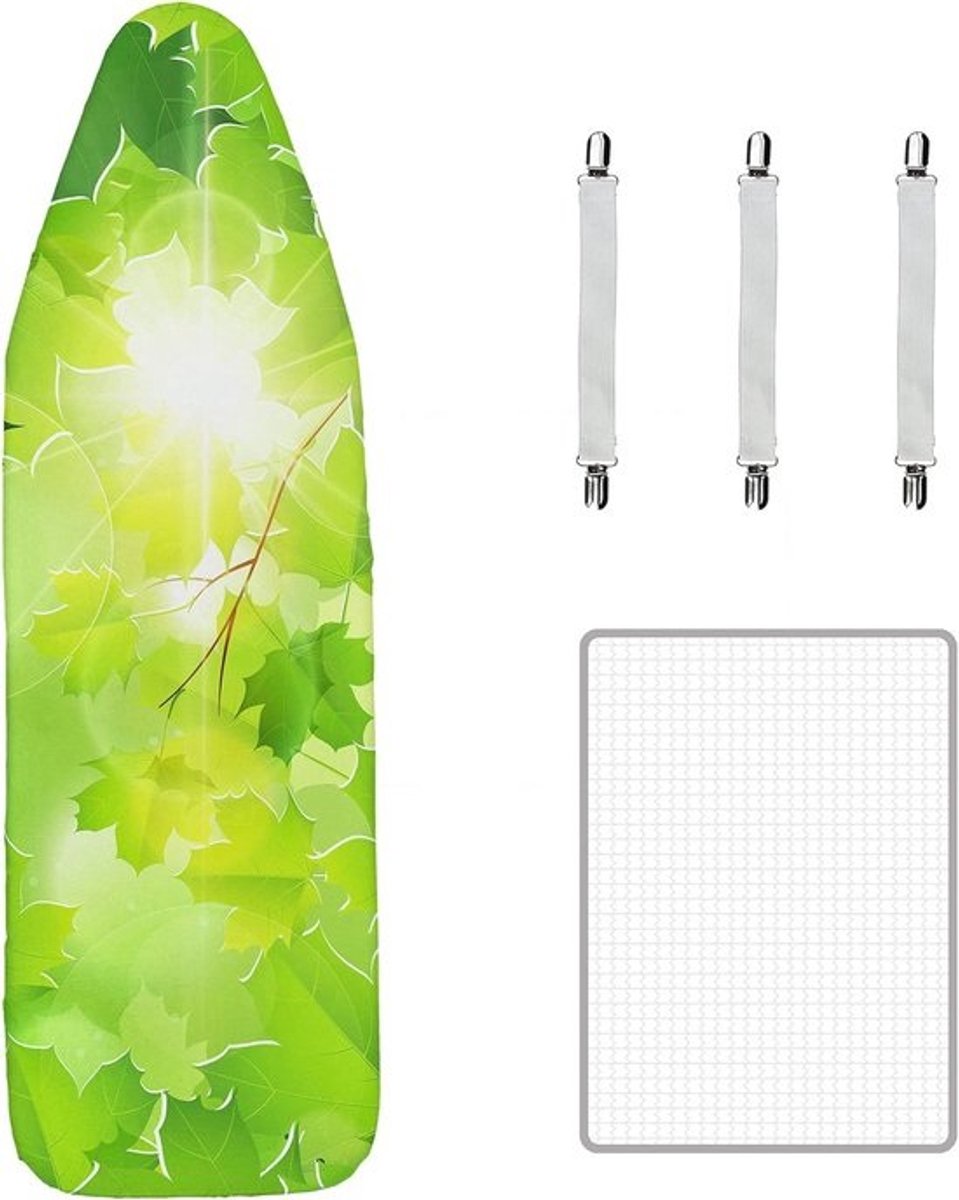 Strijkplankhoes 135x45cm met 3mm schuim en bevestigingsmiddelen
