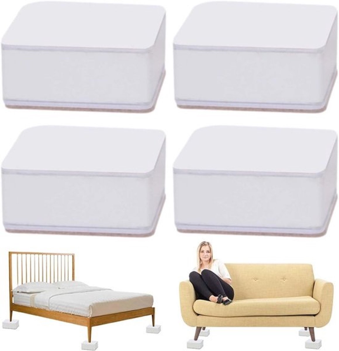 Meubelverhogers 3 cm - Zelfklevende Verhogers voor Banken, Stoelen en Tafels (Set van 4)
