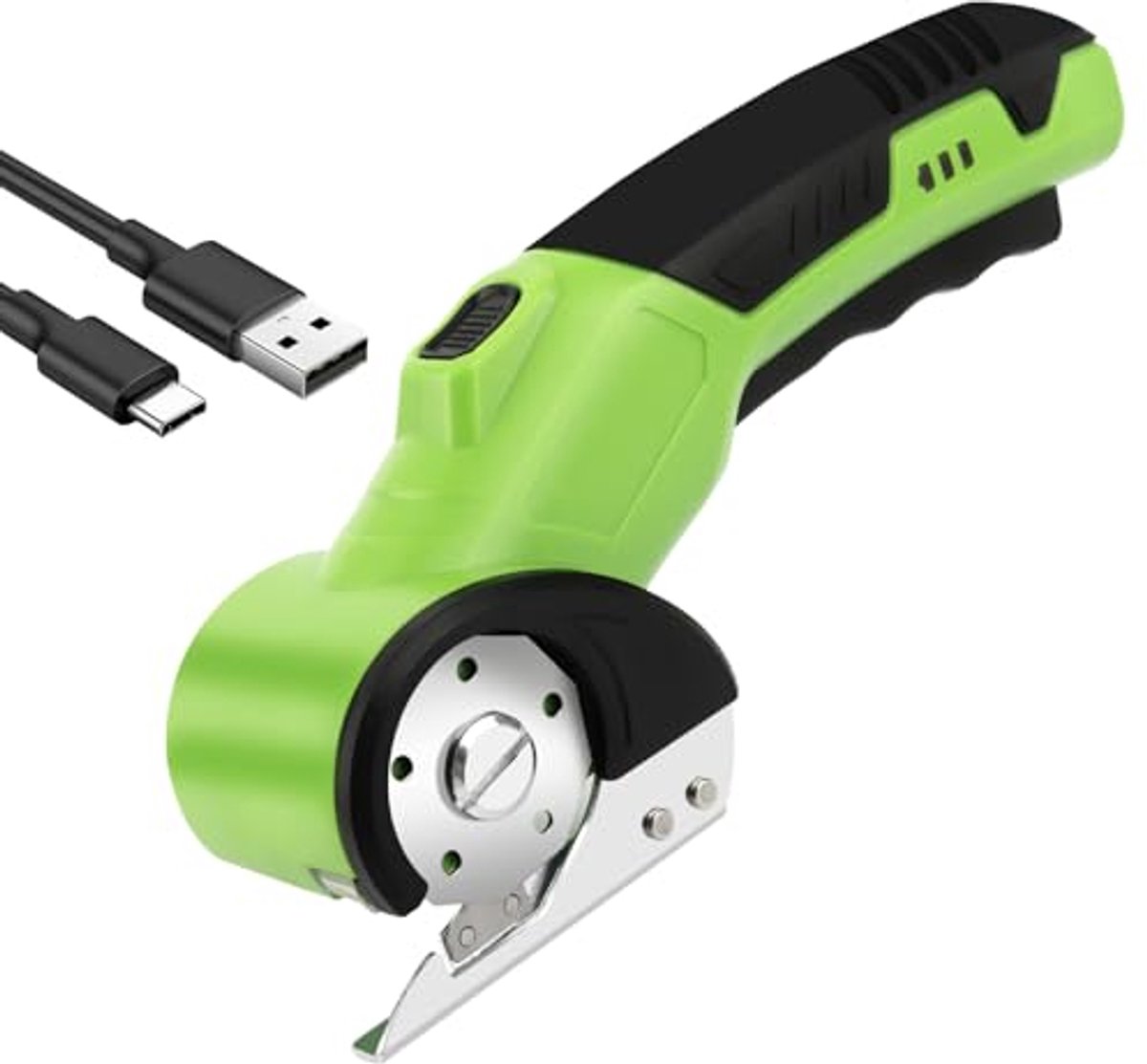Kartonsnijder, 4 V, elektrische schaar, draadloze rotatiesnijder, draagbaar, accu-universele snijder, oplaadbare krachtige stofsnijder voor tapijt, leer, vilt, geel, karton, papier