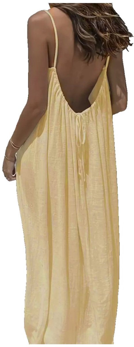 Currero Open Rug Jurk Backless Body Jurk Shirt Jurken Open Back Dress Abrikoos