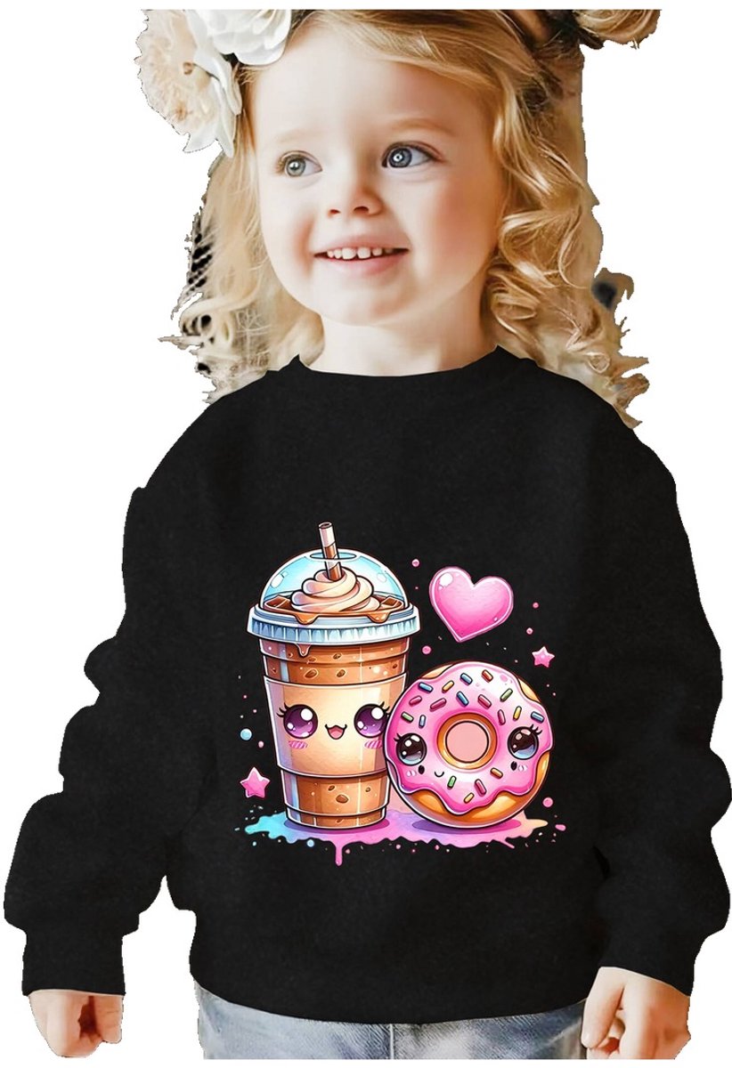 Currero Sweater Meisjes Sweaters Sweatshirt Hoodie Warme Trui Pullover Jumper Crewneck Vest 1-2 Jaar Zwart