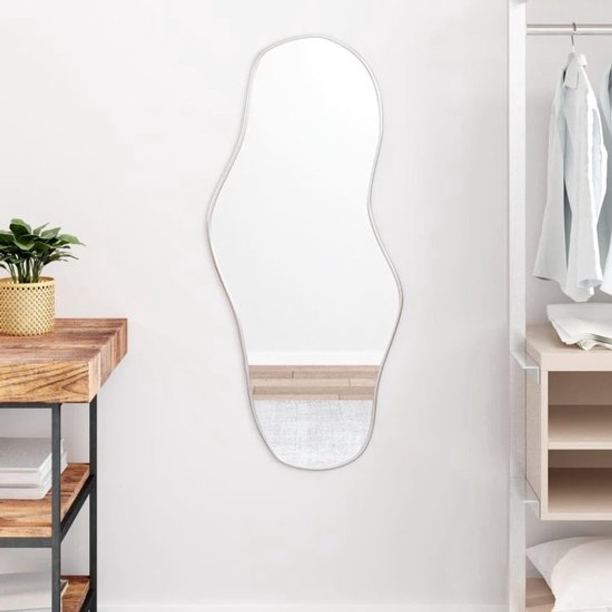 Wandspiegel - Make-up Spiegel - Interieur Decoratie - Met PVC Frame - 100 x 45 cm - Zilver
