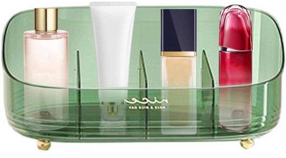 Make-up Opbergsysteem - Cosmetica Doos - Schoonheidsproducten Organiseren - Uitneembare Compartimenten - 265x185x12 cm - Groen