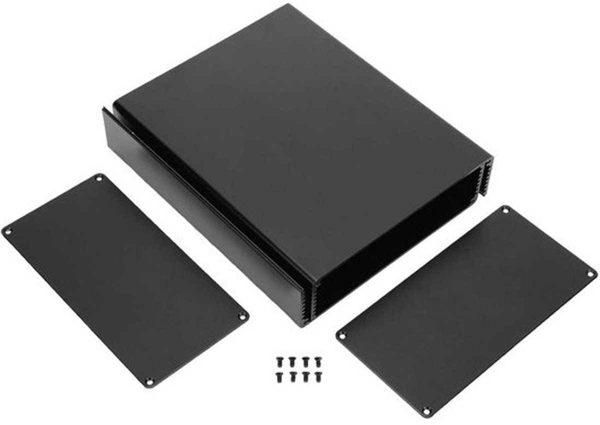 Projectbehuizing Aluminium - Elektronica Behuizing - Apparatuur Beschermen - Waterdicht Gezandstraald - 80 x 160 x 200 mm - Zwart