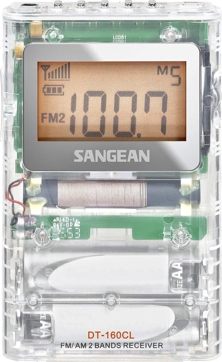 Draagbare Radio - Zakradio Luisterapparaat - Muziek Luisteren - Lange Batterijduur - Compact Formaat - Transparant