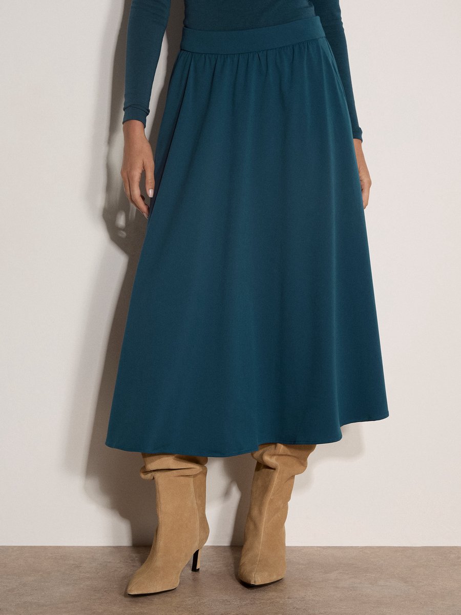 Midi-rok in A-lijn van geborsteld twill