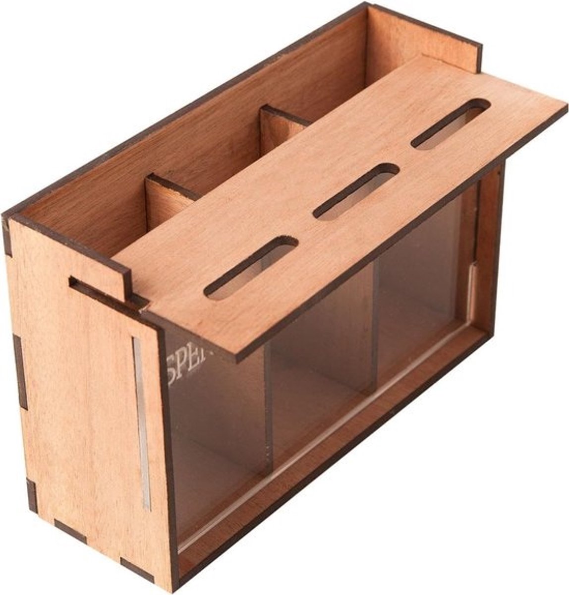 Spaarpot Houten - Geld Organizer - Budget Beheer - Drie Vakken - 19x14x10 cm - Natuurlijk