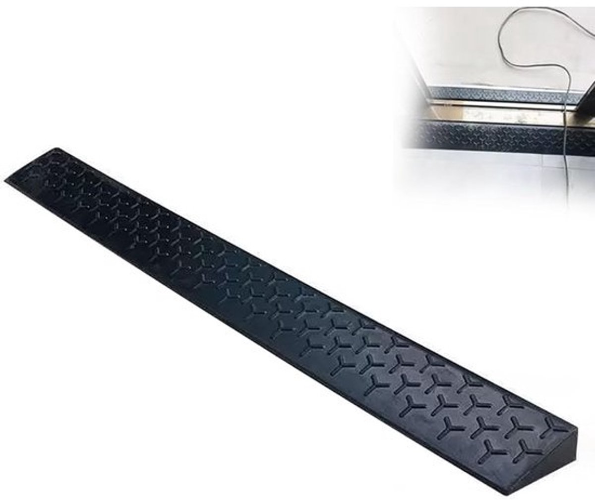 Drempelhulp Rubber - Stoephelling Oprit - Rolstoel Toegang - Inkortbaar Massief - 100cm Breed 2cm Hoog - Zwart
