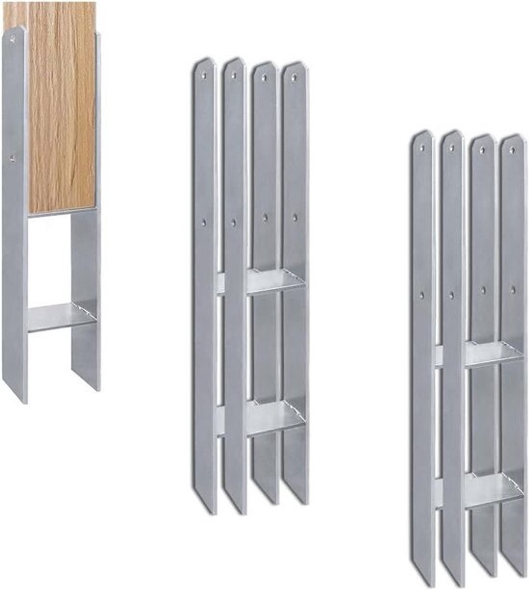 H-paaldrager - Grondanker Paalhouder - Hekken Plaatsen - Thermisch Verzinkt Staal - 600 mm Lengte - Zilver